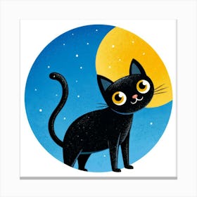 Black Cat In The Moonlight 1 Canvas Print