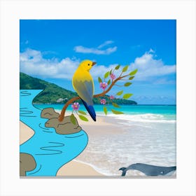 Bird On The Beach Canvas Print