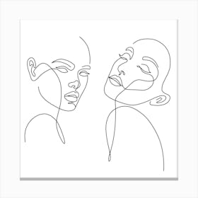 Line Drawing Of A Woman'S Face Canvas Print