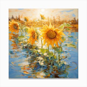 Sunflowers In The Water Canvas Print