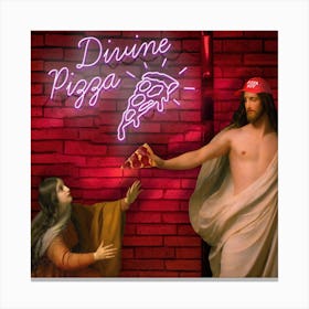 Divine Pizza Square Canvas Print