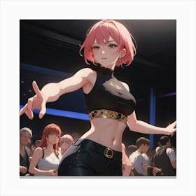 Anime girl dancing in the club 1 Canvas Print