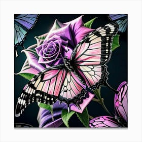 Butterfly And Roses Dreams Canvas Print