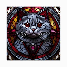 Cat, Pop Art 3D stained glass cat superhero limited edition 42/60 Canvas Print