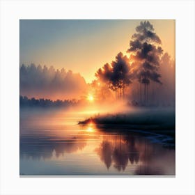 Sunrise By The Lake Canvas Print