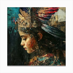 Girl With Feathers Canvas Print