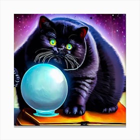 Black Cat With A Crystal Ball 1 Canvas Print