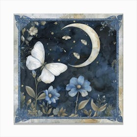 Moon And Butterflies 1 Canvas Print