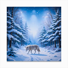 White Wolf In The Snow Canvas Print