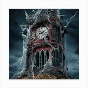 Clock Tower With Spider Webs Canvas Print
