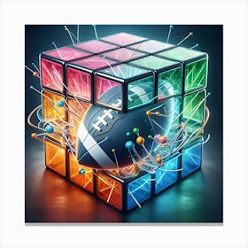 An Image Of A Colorful Transparent Rubik S Magic Cube With A Rugby Ball Inside 2 Canvas Print