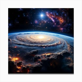 The Cosmic Panorama Viewed From The Viewing Port Of The International Space Station A Spiral Galaxy Canvas Print