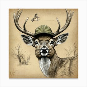 Deer With Hat 1 Canvas Print