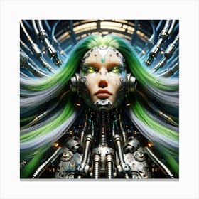Female Cyborg With Alloy Torso Canvas Print