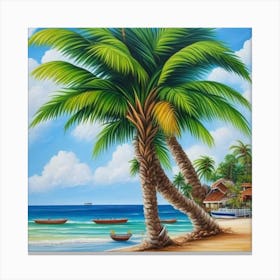 Palm Trees On The Beach 3 Canvas Print