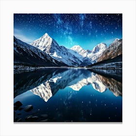 Firefly Snow Capped Mountains Reflecting In A Starry Lake 11335 (2) Canvas Print