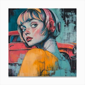 Girl With Headphones 3 Canvas Print