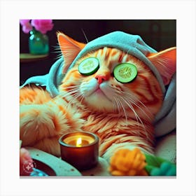 Cat Spa Day 1 Canvas Print