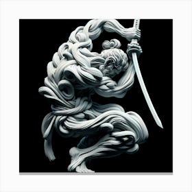 A Creative Sword Fighter Figure Dark And Marble Canvas Print