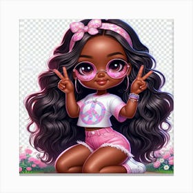 Black Girl With Peace Sign Canvas Print