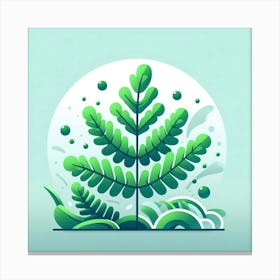 Abstraction with Green fern, Vector art 2 Canvas Print