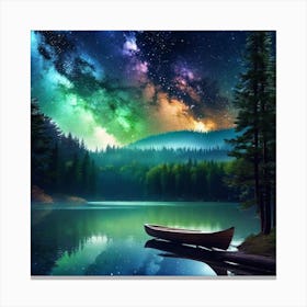 Night Sky Over Lake 22 Canvas Print