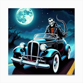 Skeleton Driving Car Canvas Print