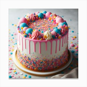 Birthday Cake With Sprinkles Canvas Print