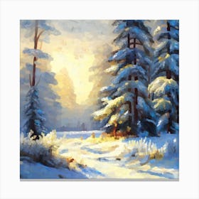 Early morning in the winter forest Canvas Print