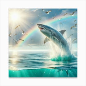 Great White Shark Jumping Canvas Print