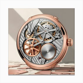 A Highly Detailed, Intricately Illustrated Image Of A Mechanical Watch, Showcasing All Its Moving Parts, Gears, And Springs In A Mesmerizing Dance Of Precision Engineering, With Each Component Meticulously Rendered In Shades Of Metallic (2) Canvas Print