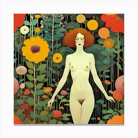 The Nude Girl In A Phantasy Garden Canvas Print