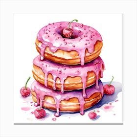 Stack Of Strawberry Donuts 1 Canvas Print