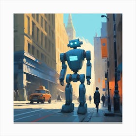 Robot In The City 91 Canvas Print