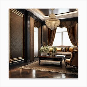 Black And Gold Living Room 2 Canvas Print