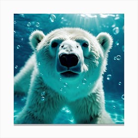 Under the Sea, Polar Bear Cub Swimming Canvas Print