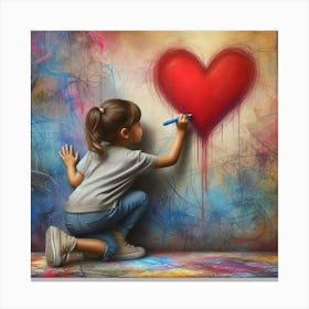 Heart By Little Girl Canvas Print