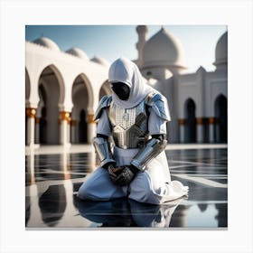 Muslim Man Praying In Front Of Mosque 1 Canvas Print