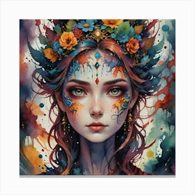 Girl With Flowers 2 Canvas Print