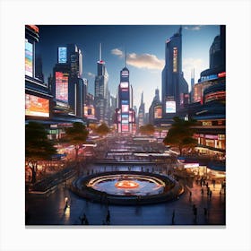 Futuristic Cityscape art print Canvas Print