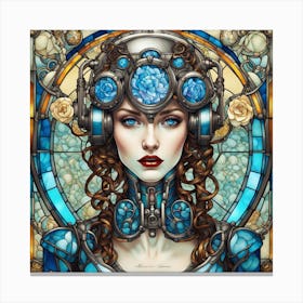 Steampunk Girl In Blue Canvas Print