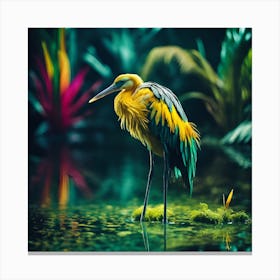 Yellow Water Bird in Tropical Swamp Canvas Print
