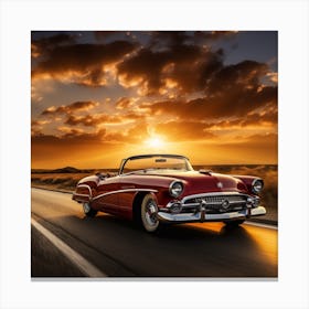 Classic Car At Sunset Canvas Print