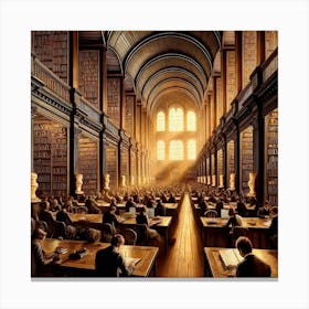 Library Sanctuary Wall Print Art An Inspiring And Scholarly Scene, Perfect For Fostering A Love Of Learning And Study In Any University Setting Canvas Print