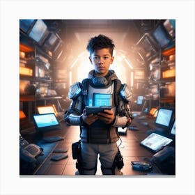 Futuristic Boy In Space 3 Canvas Print