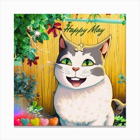 Happy May with my cat Canvas Print