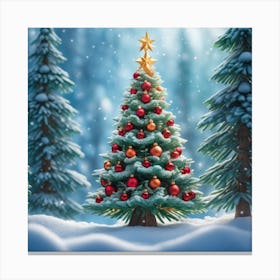 Christmas Tree In The Snow 19 Canvas Print