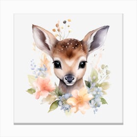 Fawn Watercolor Painting 2 Canvas Print