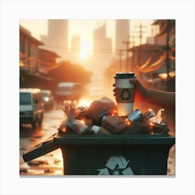 Starbucks Coffee Cup In Trash Bin Canvas Print
