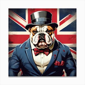Bulldog With British Flag Canvas Print